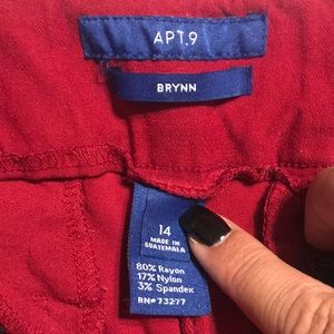 Apt 9 Brynn style slacks, elastic, high is waist ankle/crop